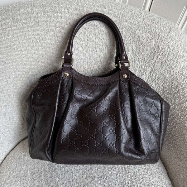 Gucci Guccissima Sukey Leather Brown Tote Bag