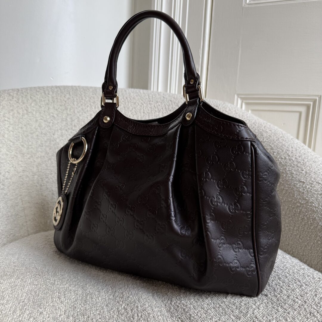 Gucci Guccissima Sukey Leather Brown Tote Bag
