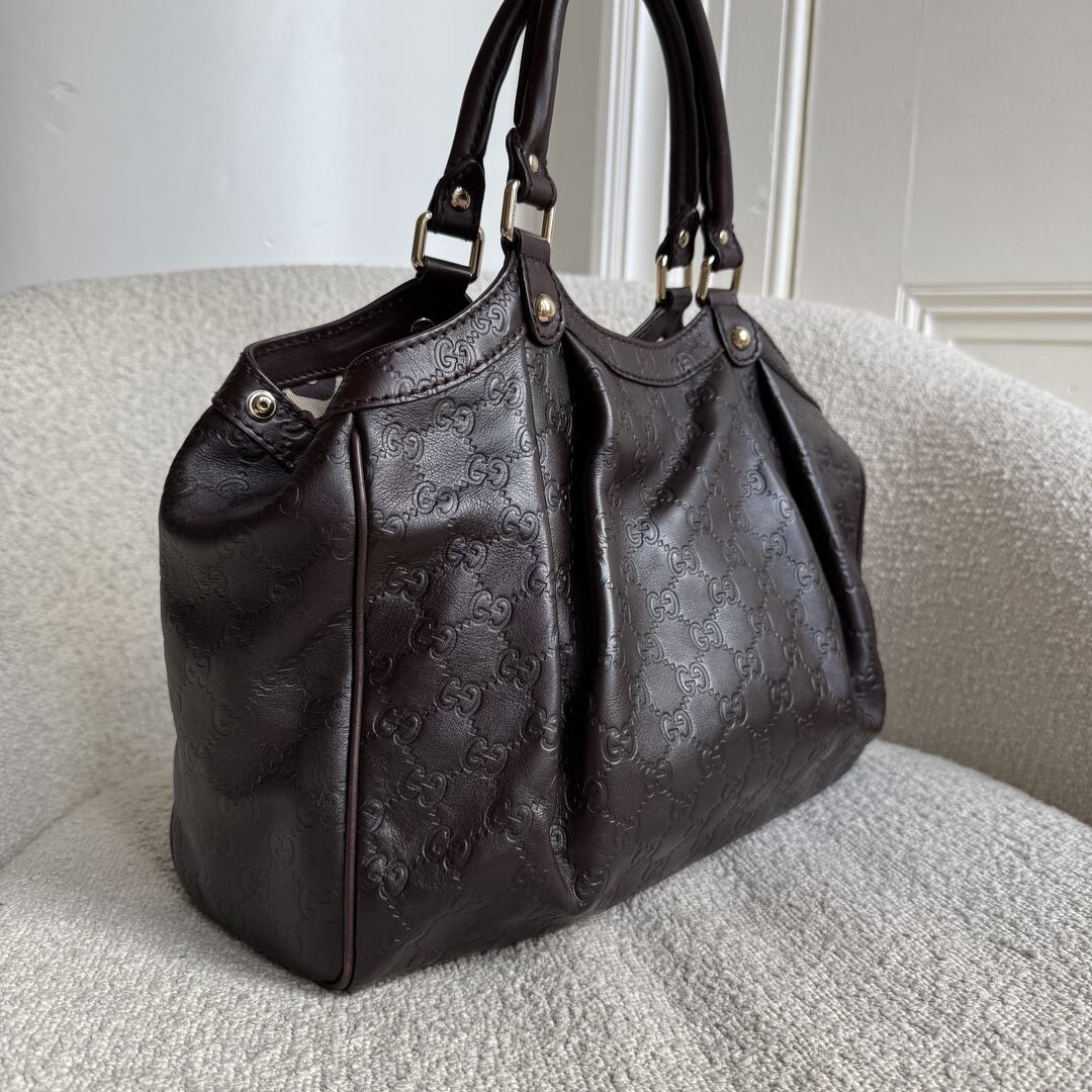 Gucci Guccissima Sukey Leather Brown Tote Bag