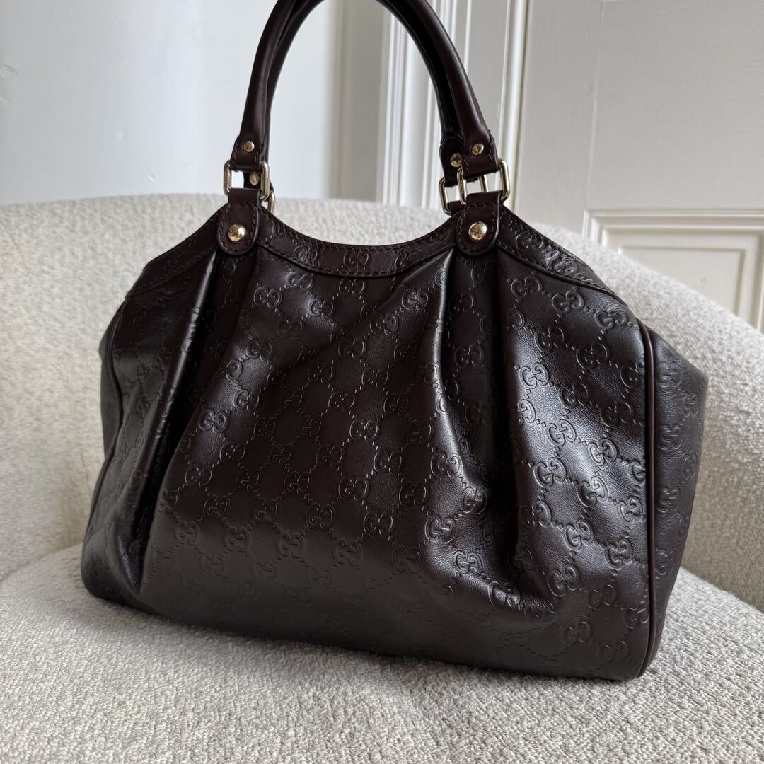 Gucci Guccissima Sukey Leather Brown Tote Bag