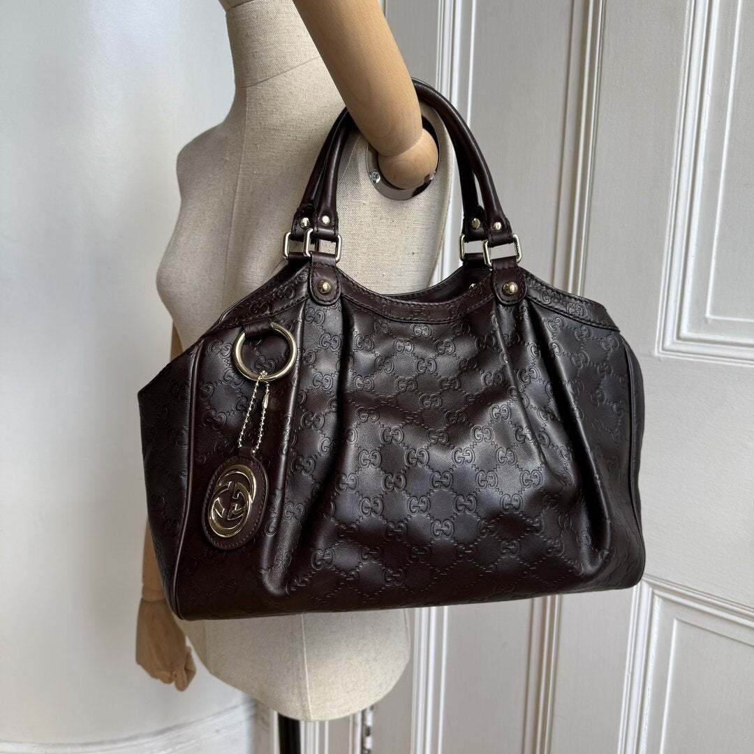 Gucci Guccissima Sukey Leather Brown Tote Bag