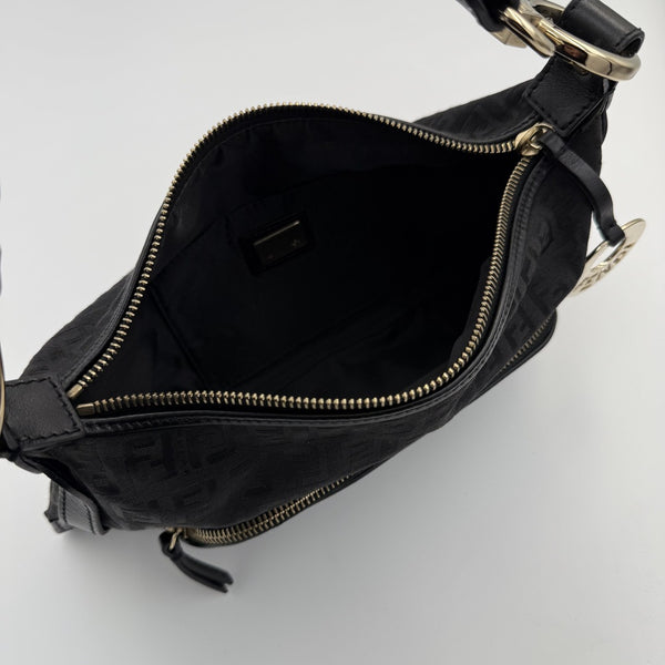 Fendi Zucchino Canvas Chef Black Shoulder Bag