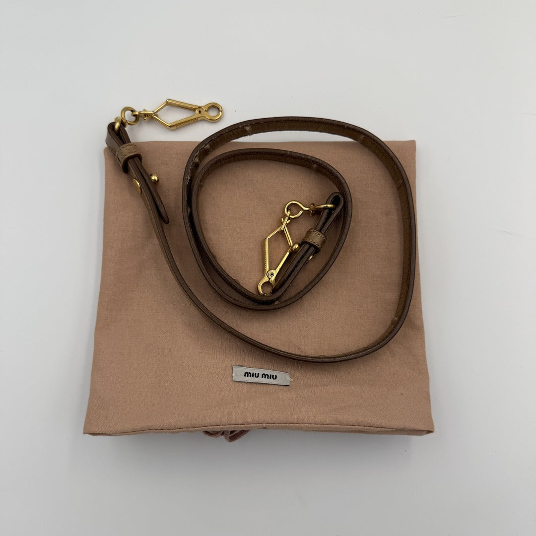 Miu Miu Mini Vitello Lux Brown Leather Handbag