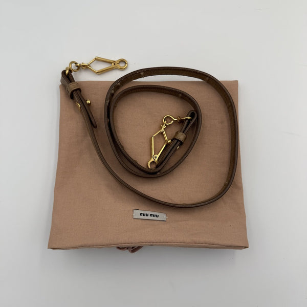 Miu Miu Mini Vitello Lux Brown Leather Handbag