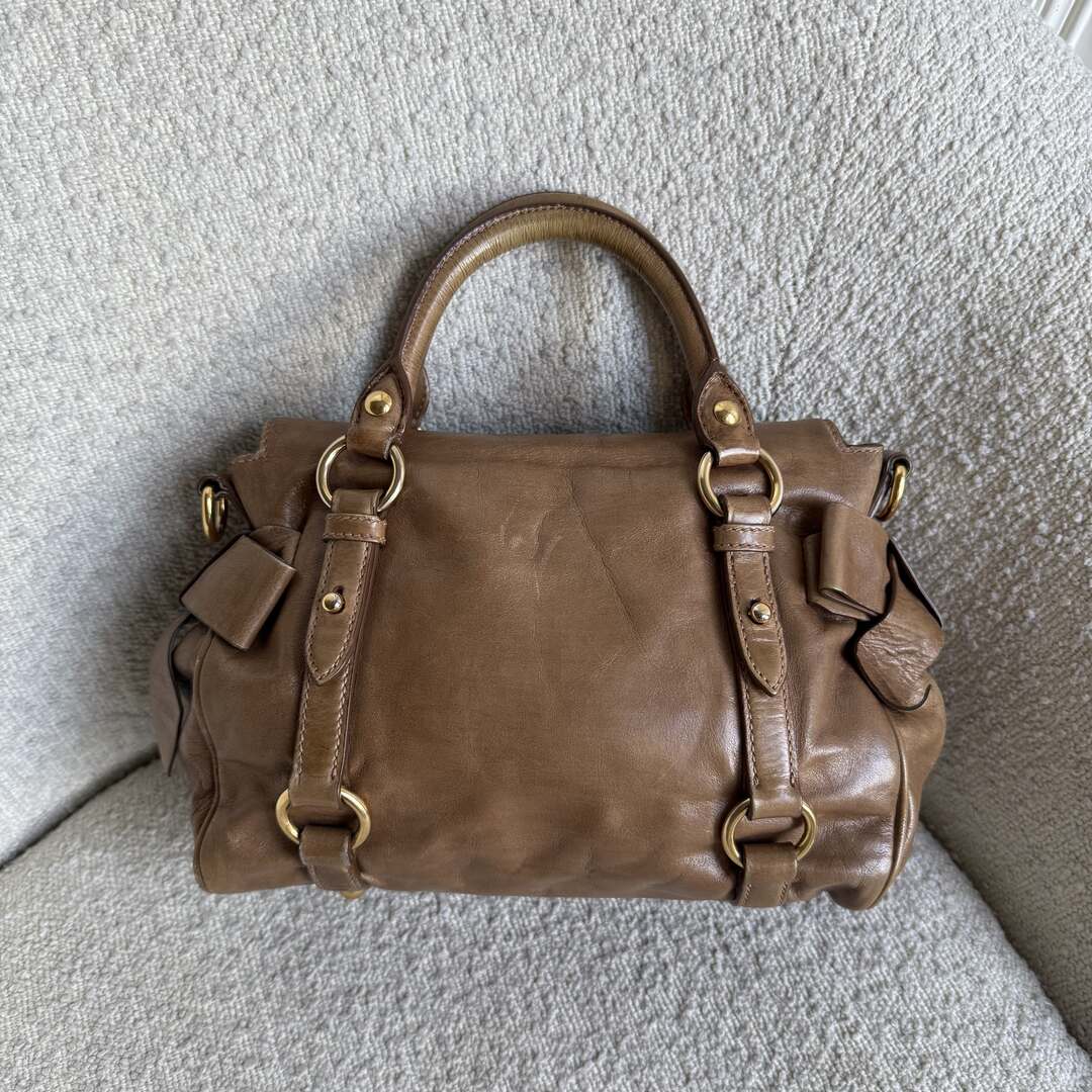 Miu Miu Mini Vitello Lux Brown Leather Handbag