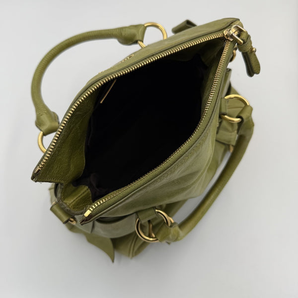 Miu Miu Mini Vitello Lux Green Leather Handbag