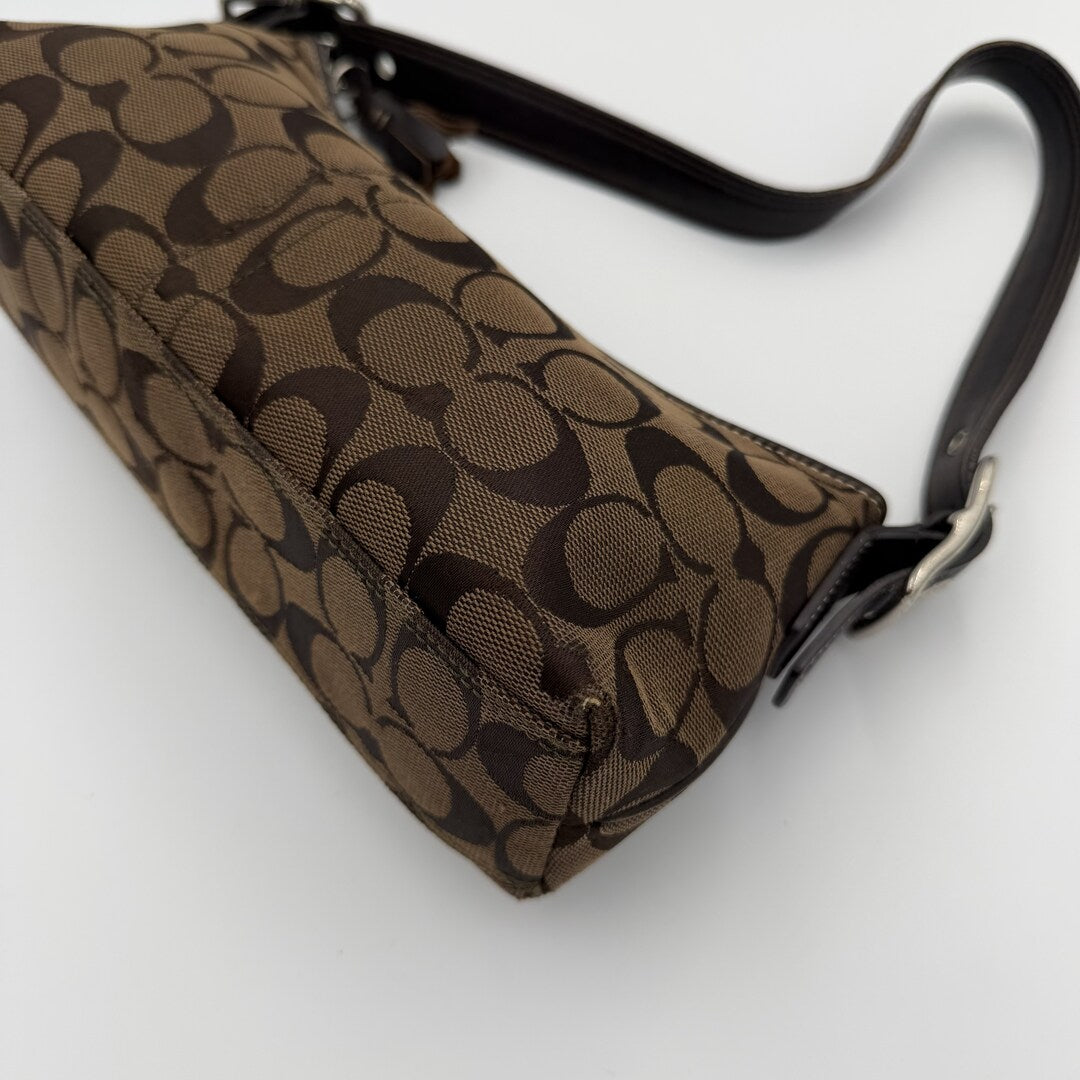 RARE Coach Signature Brown Baguette Shoulder Bag