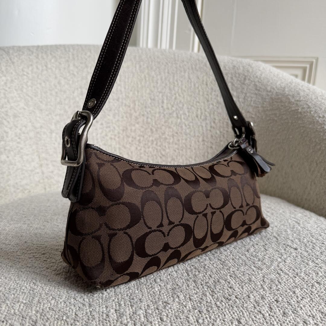 RARE Coach Signature Brown Baguette Shoulder Bag