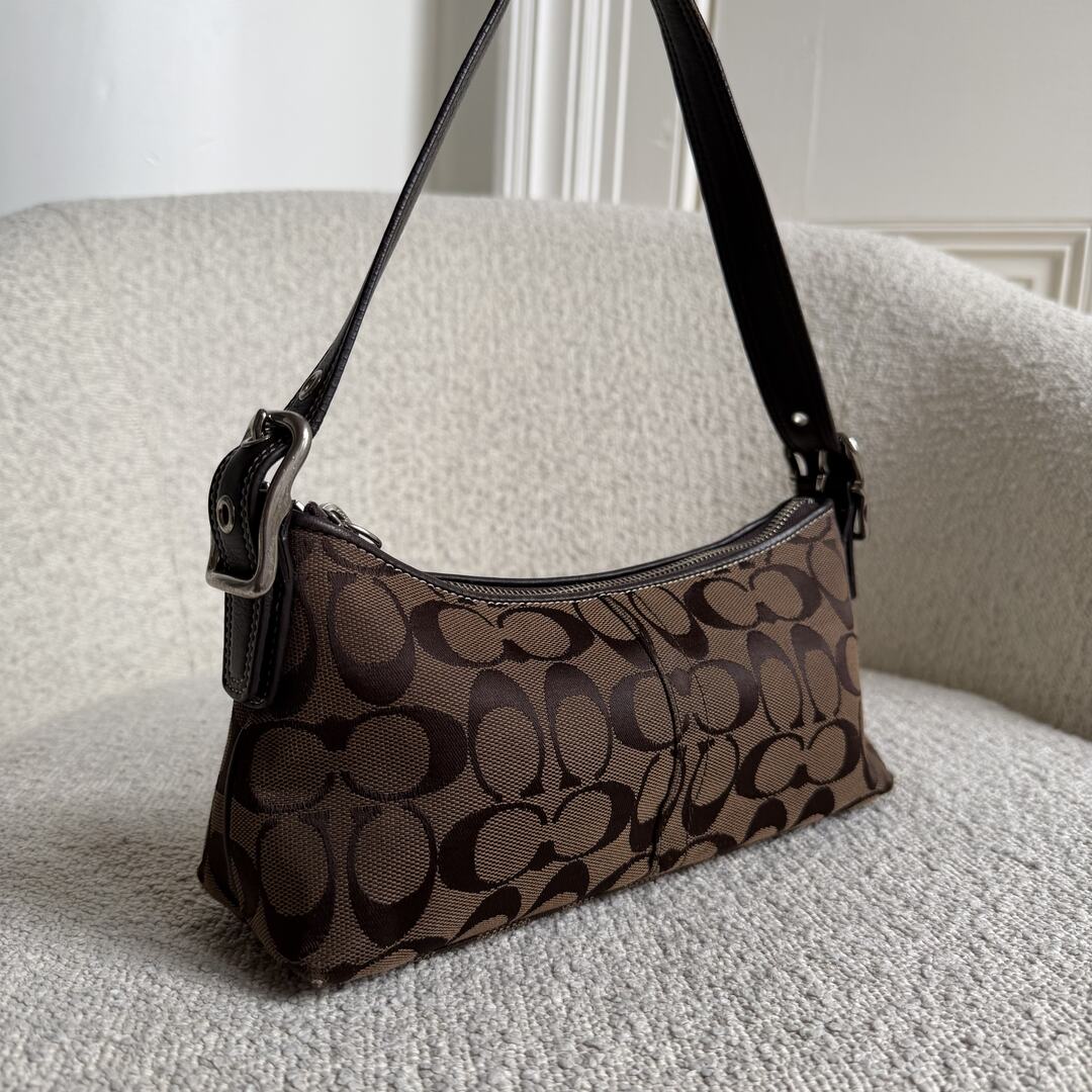 RARE Coach Signature Brown Baguette Shoulder Bag