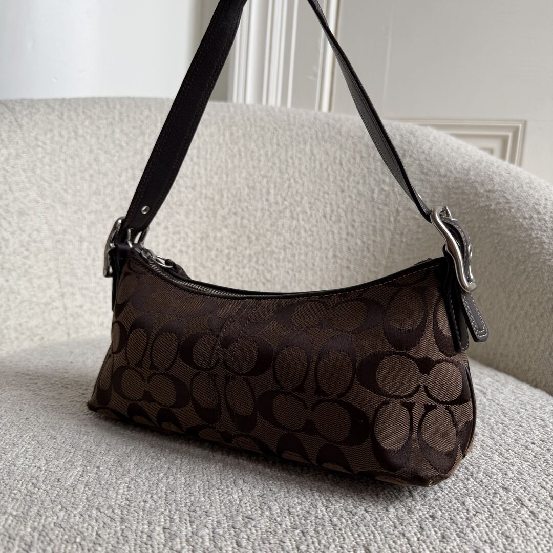 RARE Coach Signature Brown Baguette Shoulder Bag