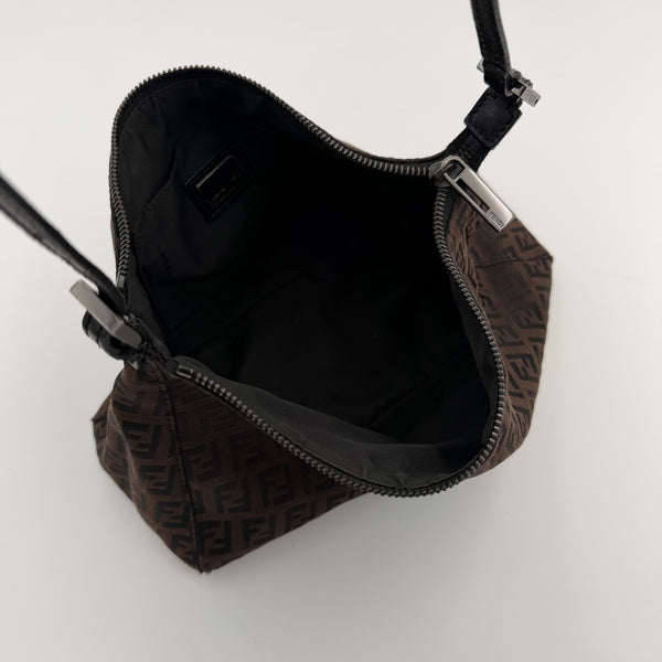 Fendi Zucchino Dark Brown Shoulder Bag