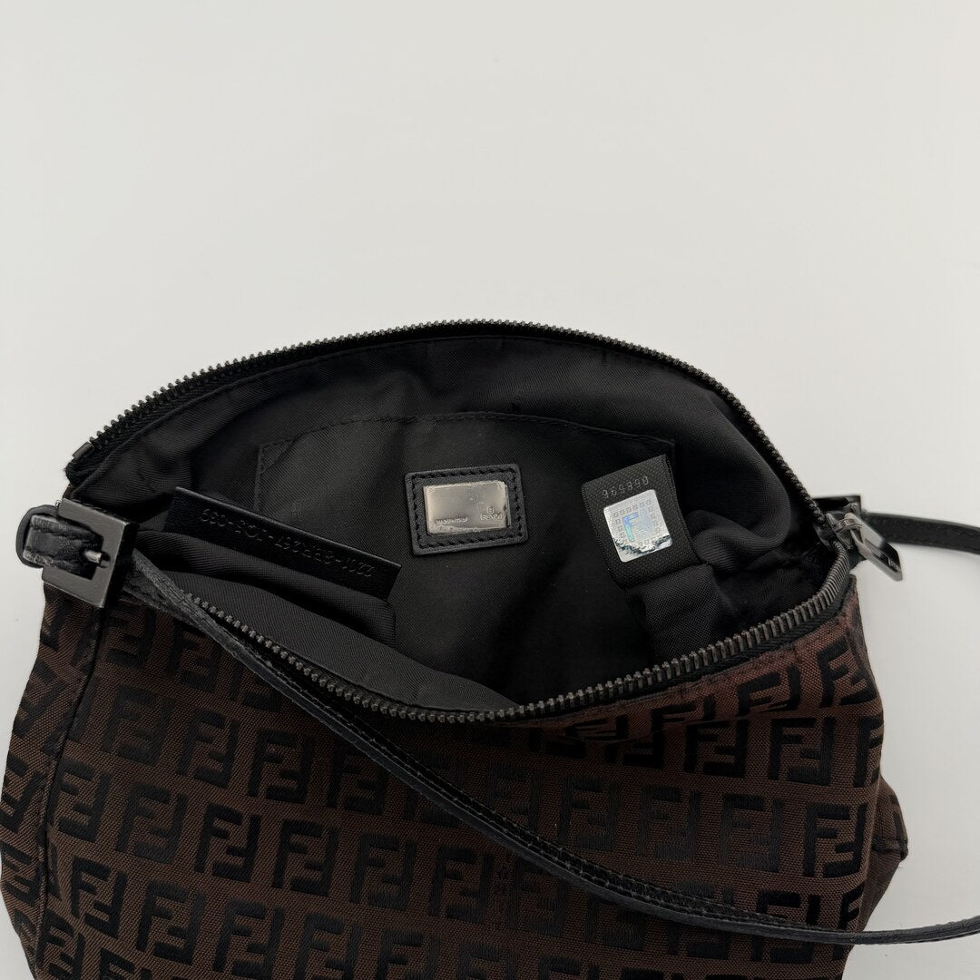 Fendi Zucchino Dark Brown Shoulder Bag