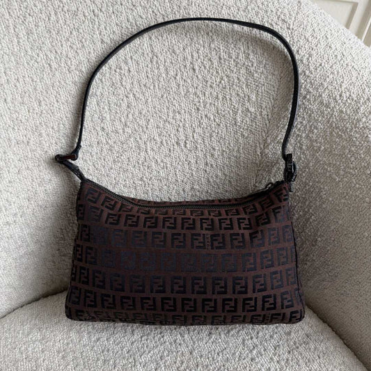 Fendi Zucchino Dark Brown Shoulder Bag