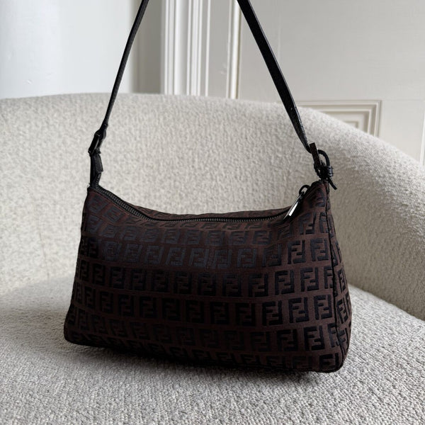 Fendi Zucchino Dark Brown Shoulder Bag