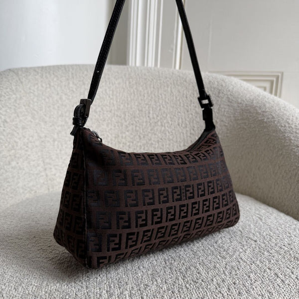 Fendi Zucchino Dark Brown Shoulder Bag