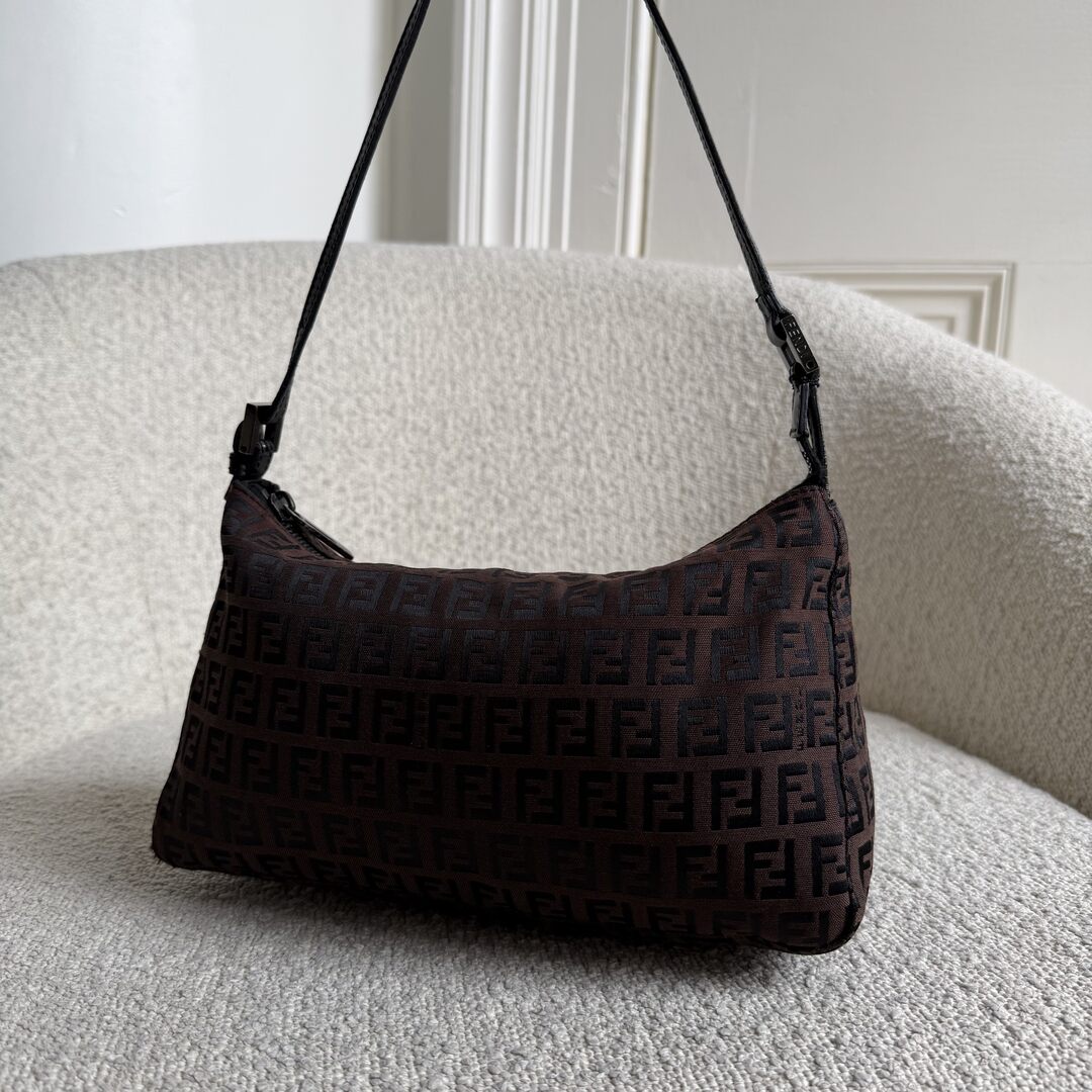Fendi Zucchino Dark Brown Shoulder Bag