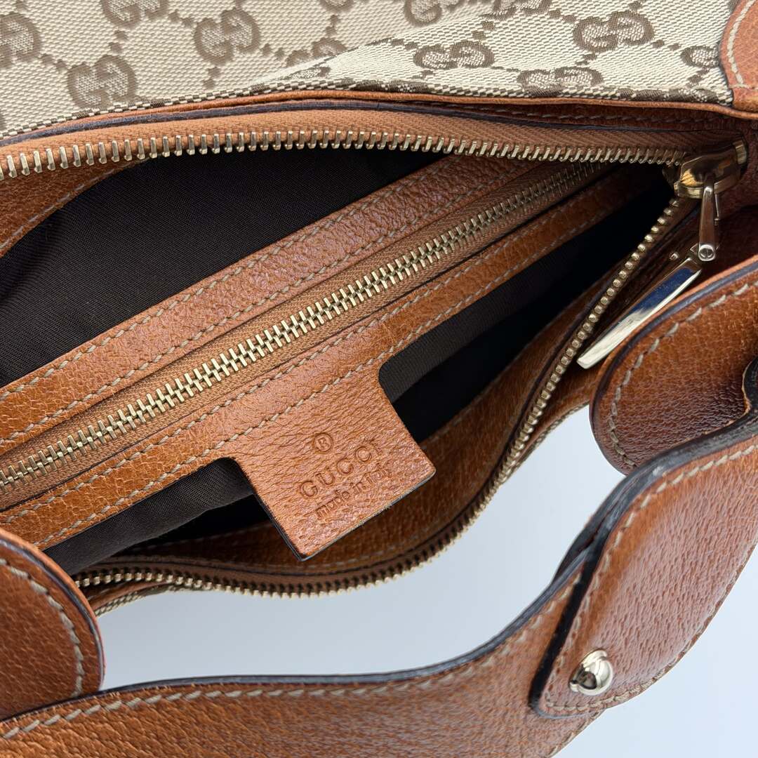 Gucci GG Canvas Horsebit Brown Shoulder Bag