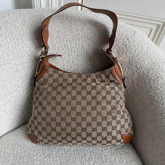 Gucci GG Canvas Horsebit Brown Shoulder Bag