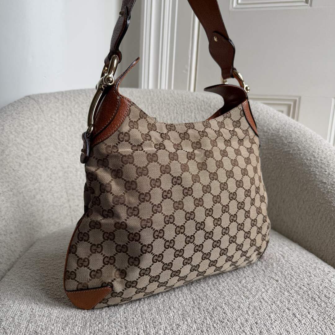Gucci GG Canvas Horsebit Brown Shoulder Bag