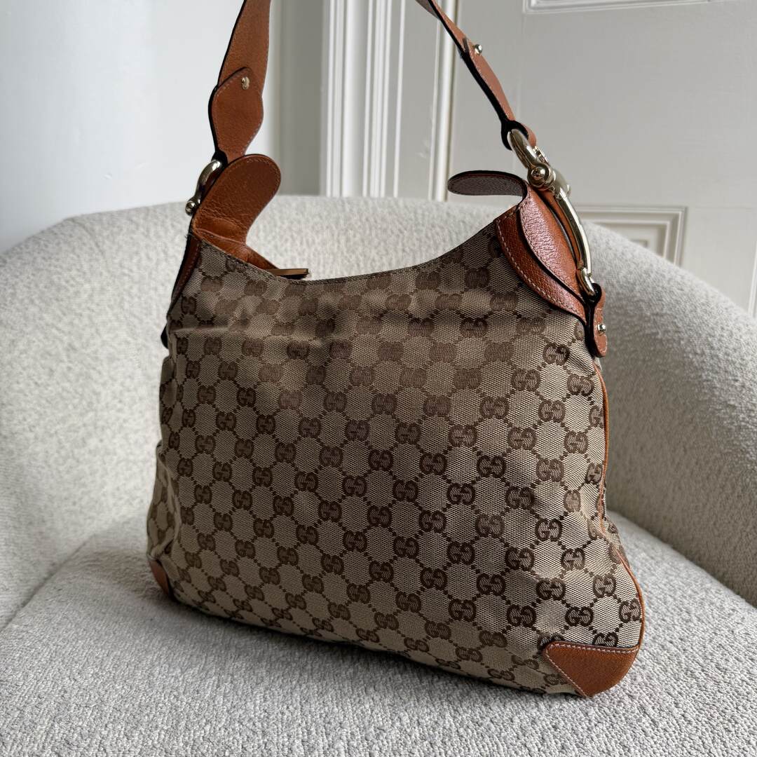 Gucci GG Canvas Horsebit Brown Shoulder Bag