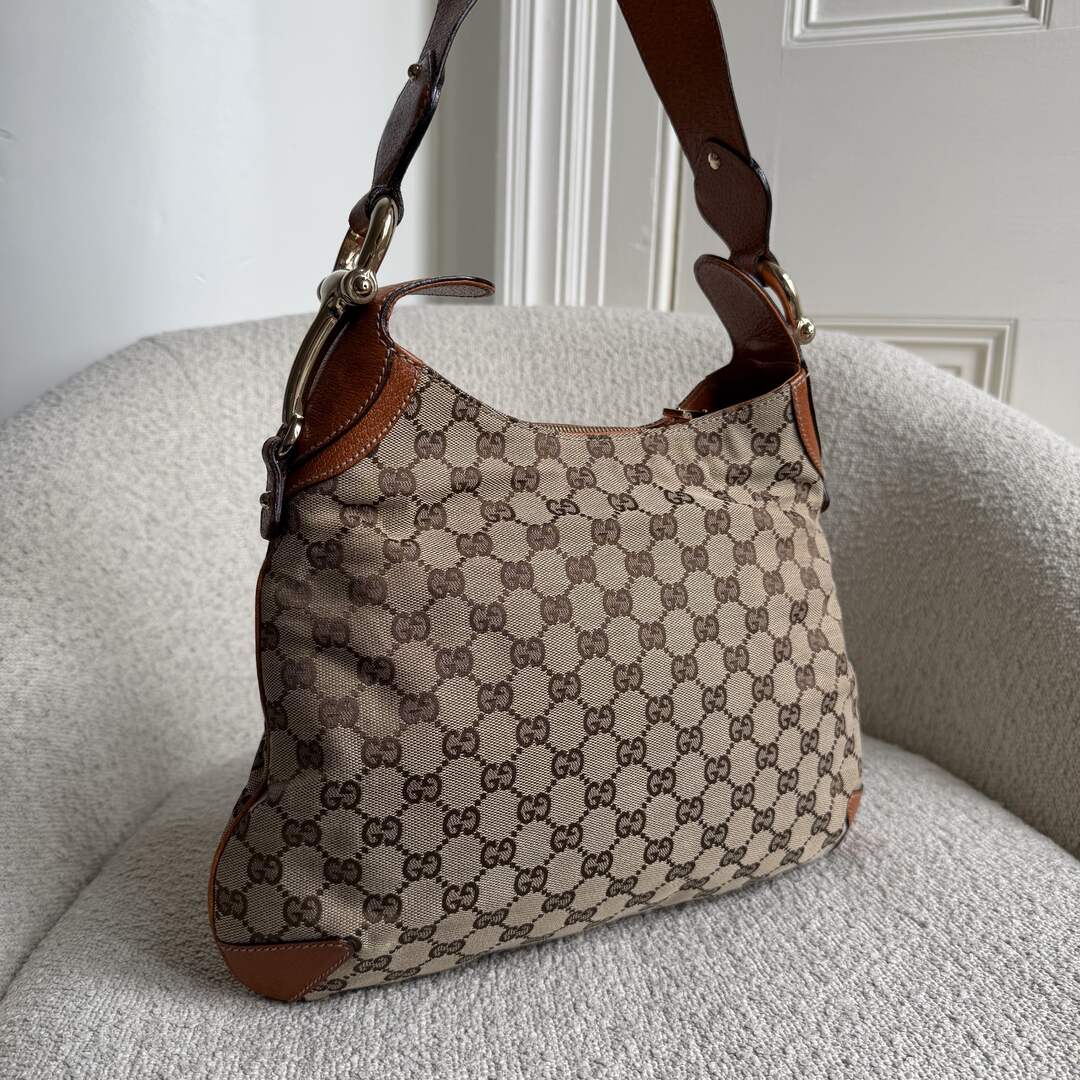 Gucci GG Canvas Horsebit Brown Shoulder Bag