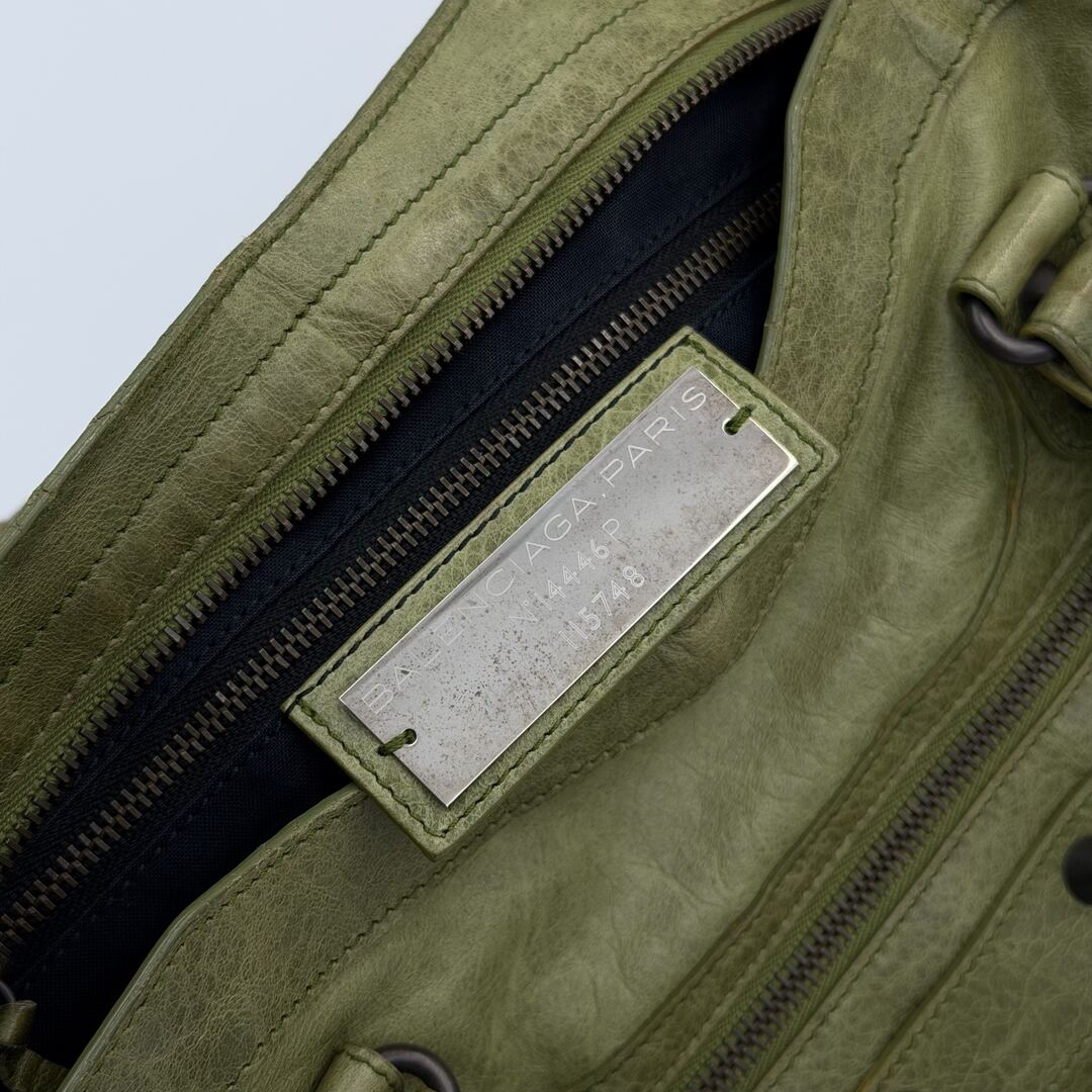 2010 Balenciaga The City Leather Green Handbag