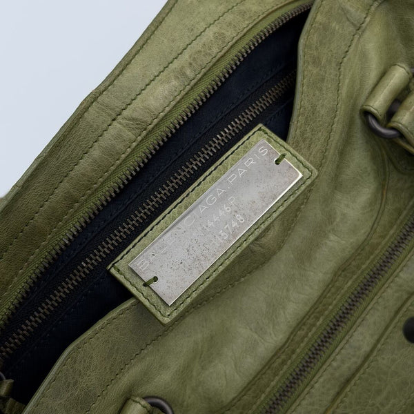 2010 Balenciaga The City Leather Green Handbag
