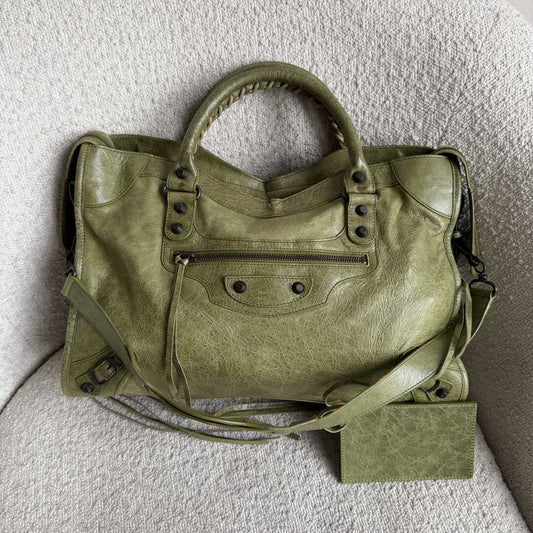 2010 Balenciaga The City Leather Green Handbag