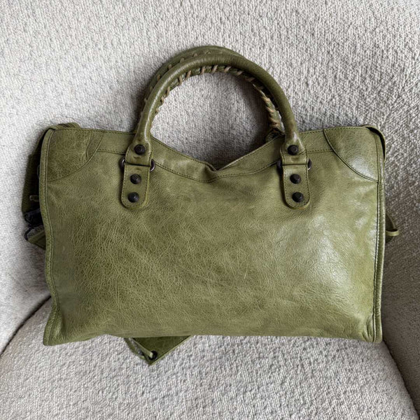 2010 Balenciaga The City Leather Green Handbag