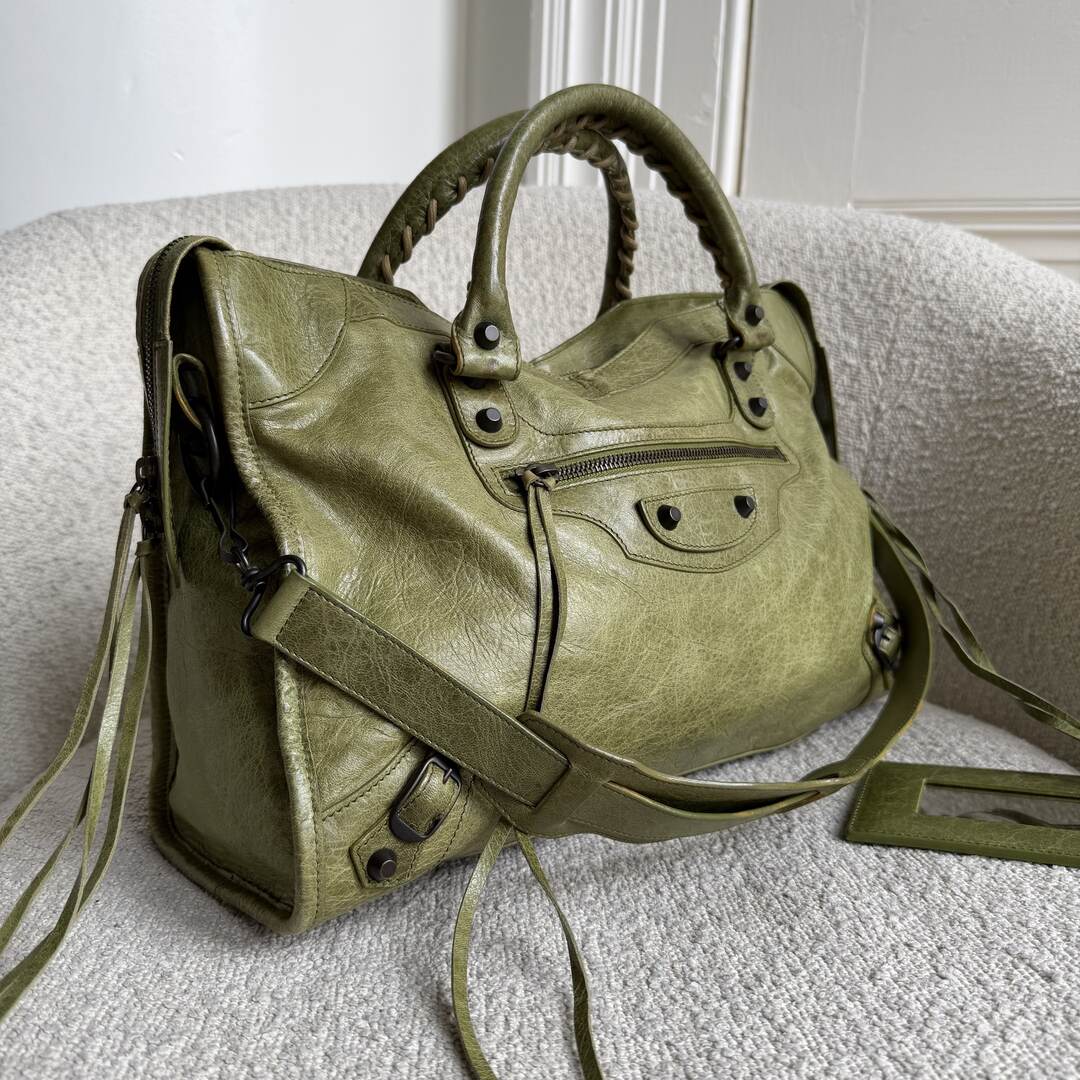 2010 Balenciaga The City Leather Green Handbag