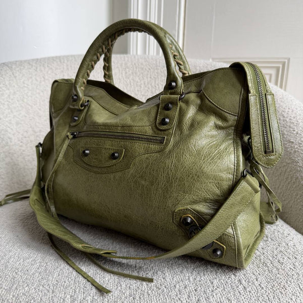 2010 Balenciaga The City Leather Green Handbag