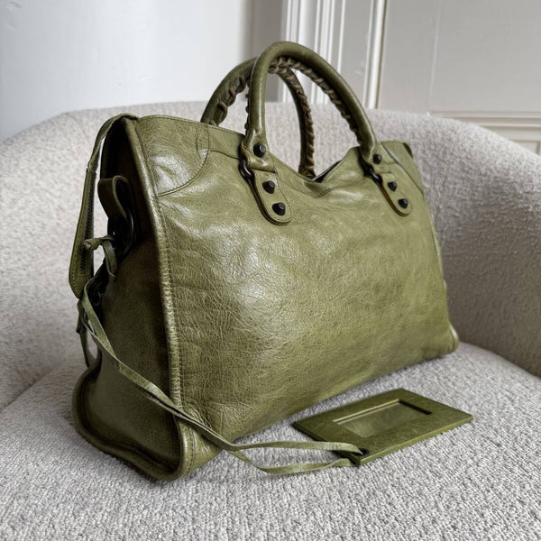 2010 Balenciaga The City Leather Green Handbag
