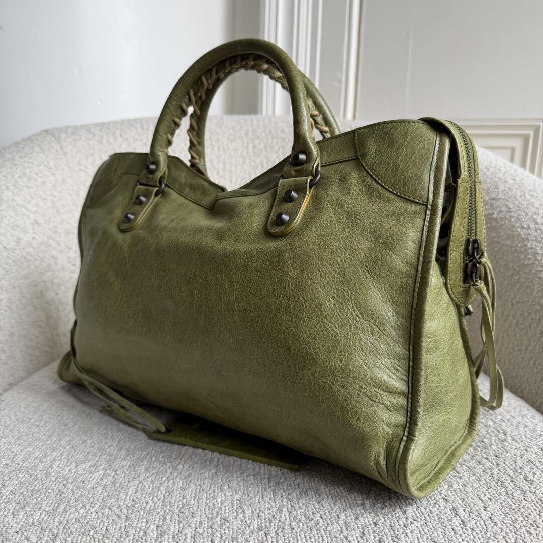 2010 Balenciaga The City Leather Green Handbag