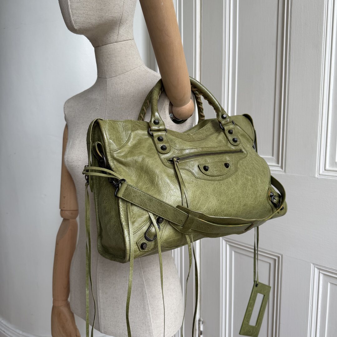 2010 Balenciaga The City Leather Green Handbag