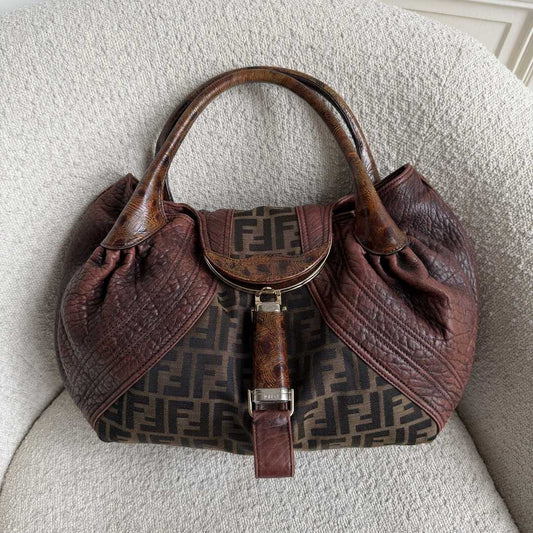 Fendi Zucca Spy Dark Brown Handbag
