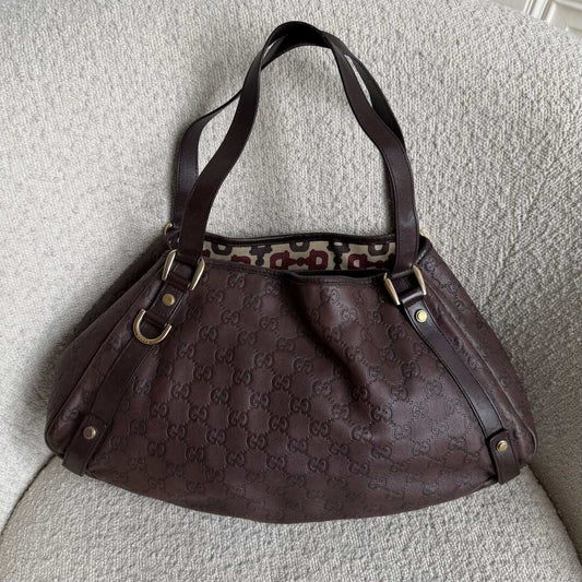 Gucci Guccissima Abbey Leather Brown Tote Bag