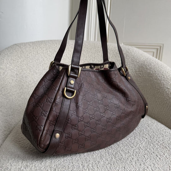 Gucci Guccissima Abbey Leather Brown Tote Bag