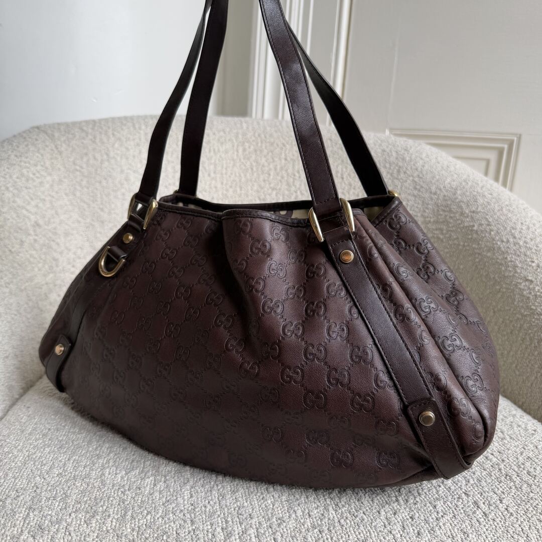 Gucci Guccissima Abbey Leather Brown Tote Bag