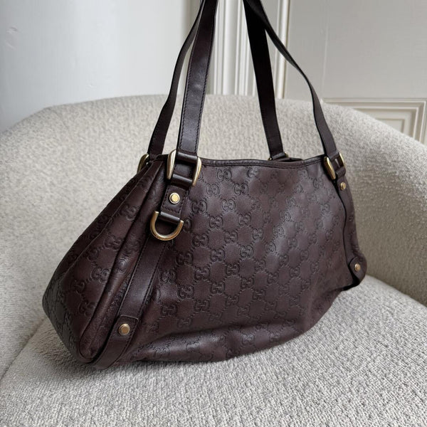 Gucci Guccissima Abbey Leather Brown Tote Bag
