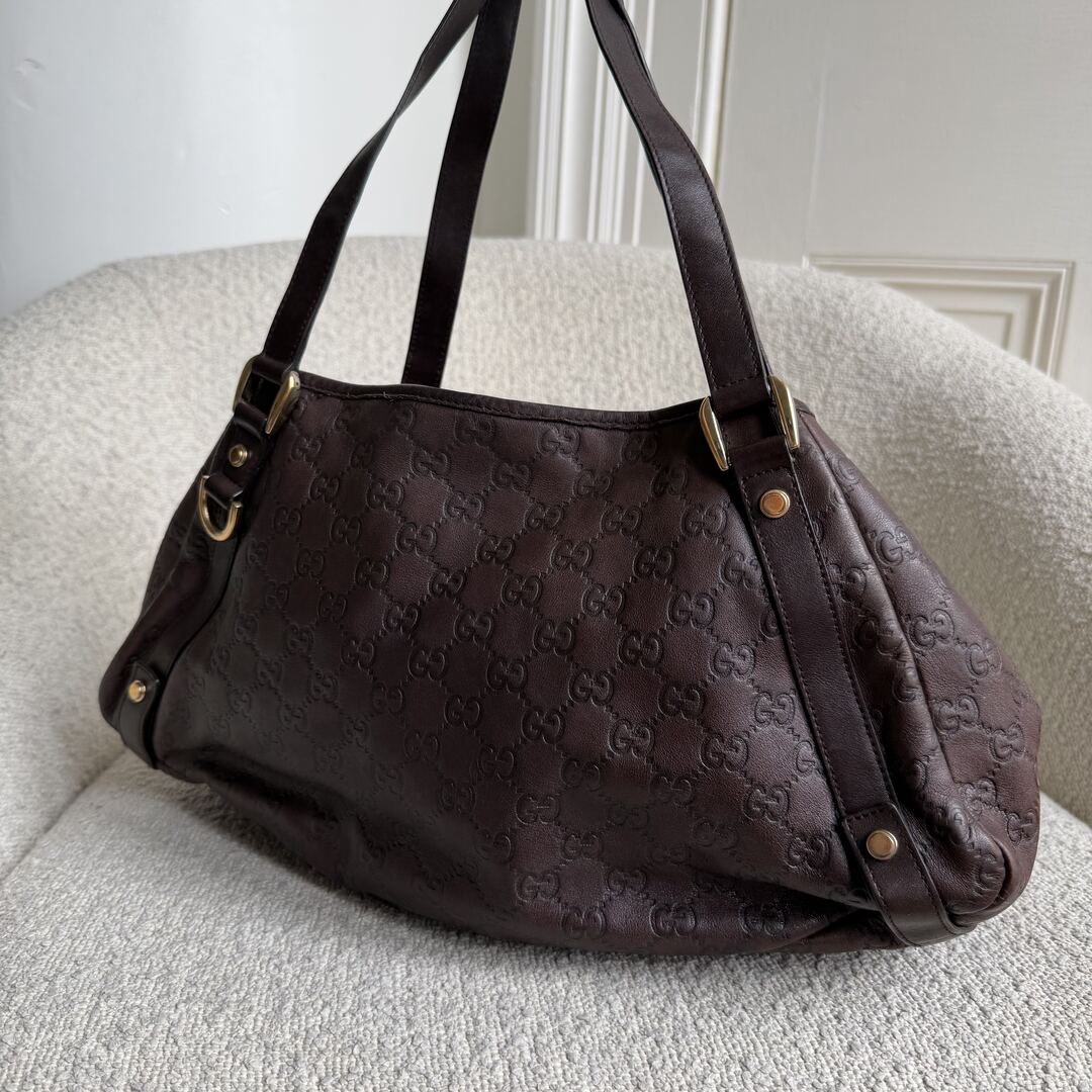 Gucci Guccissima Abbey Leather Brown Tote Bag