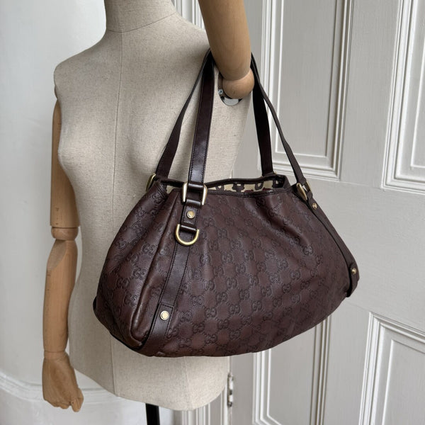 Gucci Guccissima Abbey Leather Brown Tote Bag