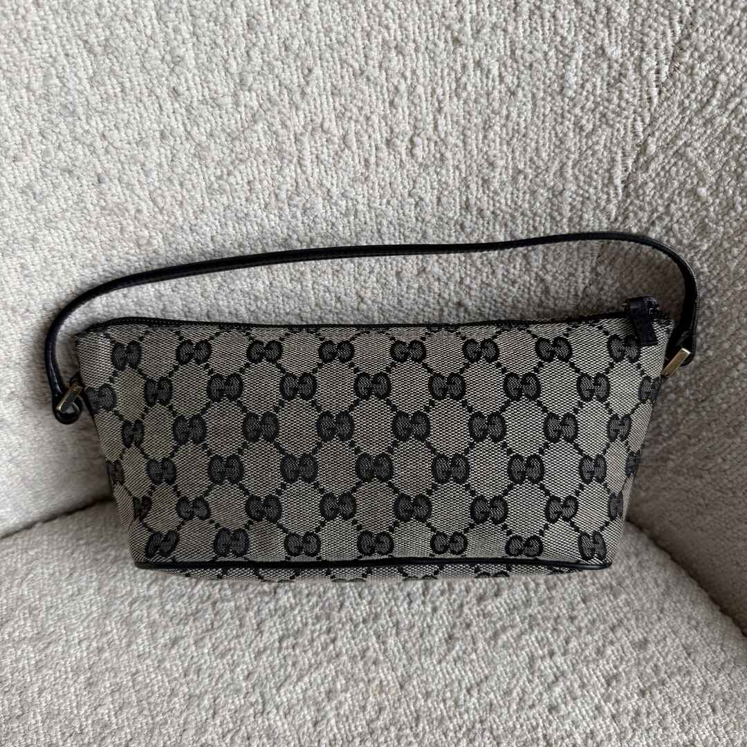 Gucci GG Monogram Black Boat Pochette Handbag