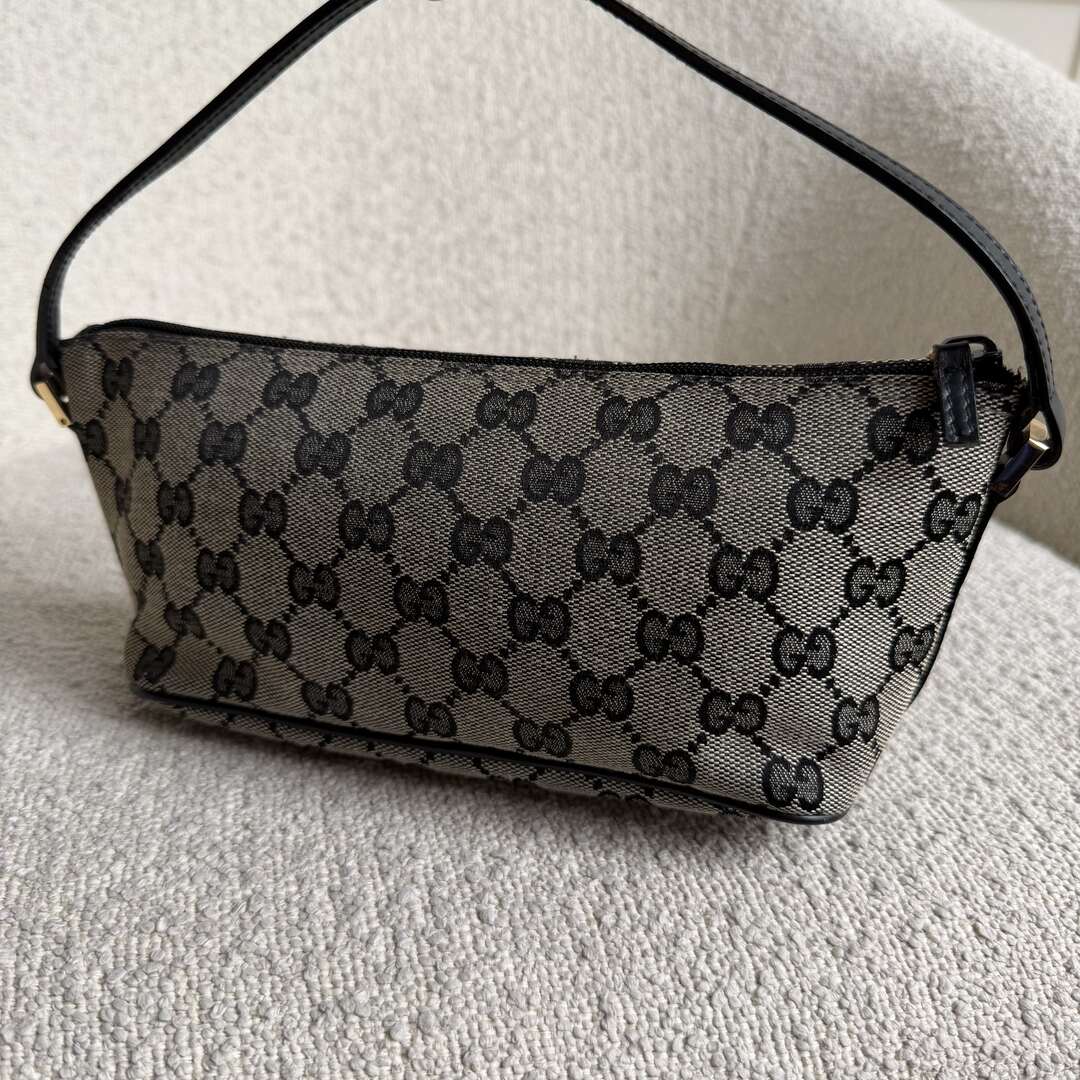 Gucci GG Monogram Black Boat Pochette Handbag
