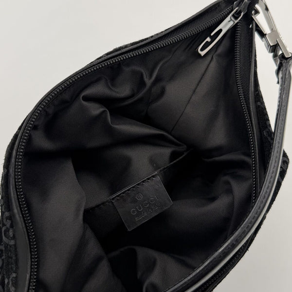 Gucci GG Monogram Suede Navy Shoulder Bag
