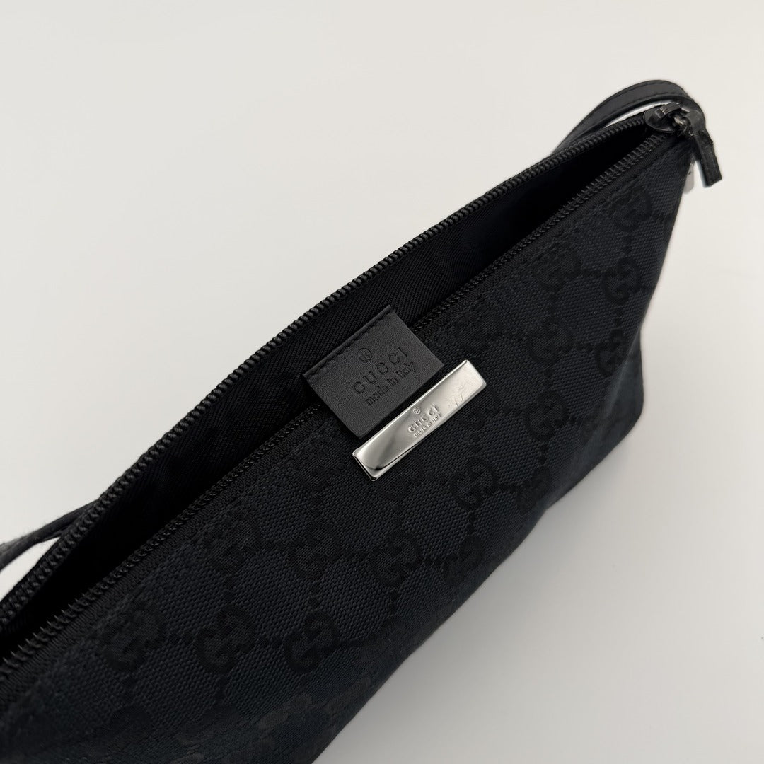 Gucci GG Monogram Black Boat Pochette Handbag