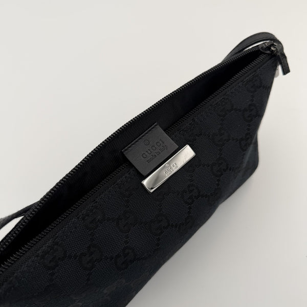 Gucci GG Monogram Black Boat Pochette Handbag