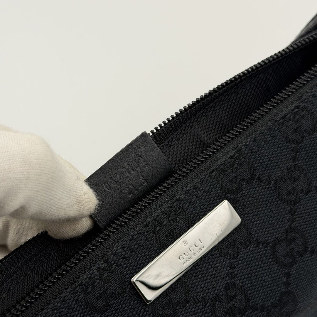 Gucci GG Monogram Black Boat Pochette Handbag