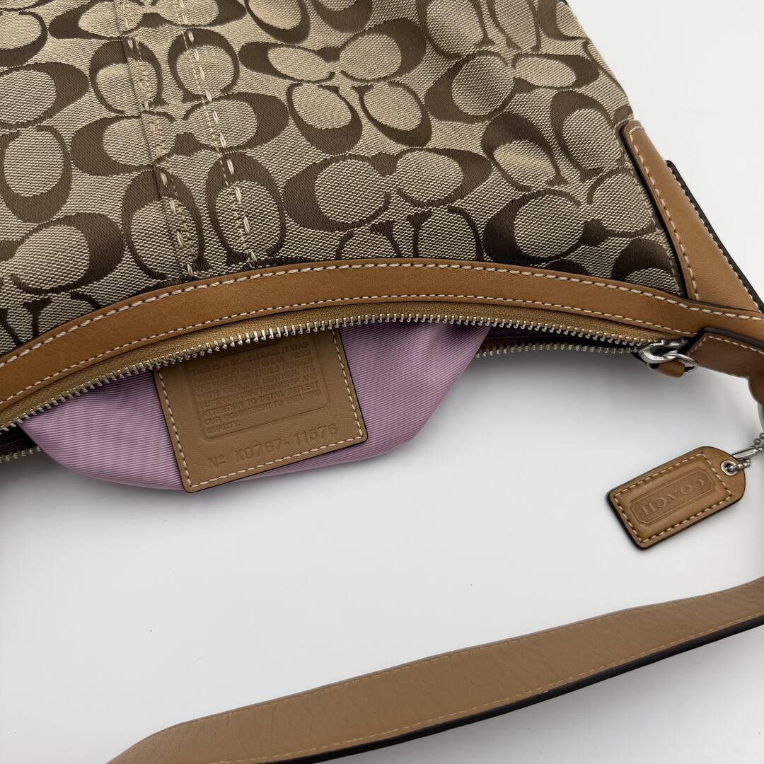 Coach Signature Hobo Buckle Brown Shoulder Bag