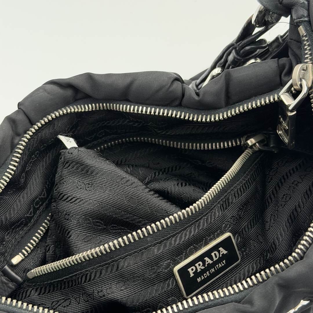 Prada Crispy Nylon Hobo Black Shoulder Bag