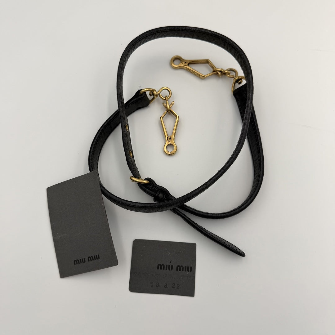 Miu Miu Charm Wrinkled Leather Black Handbag